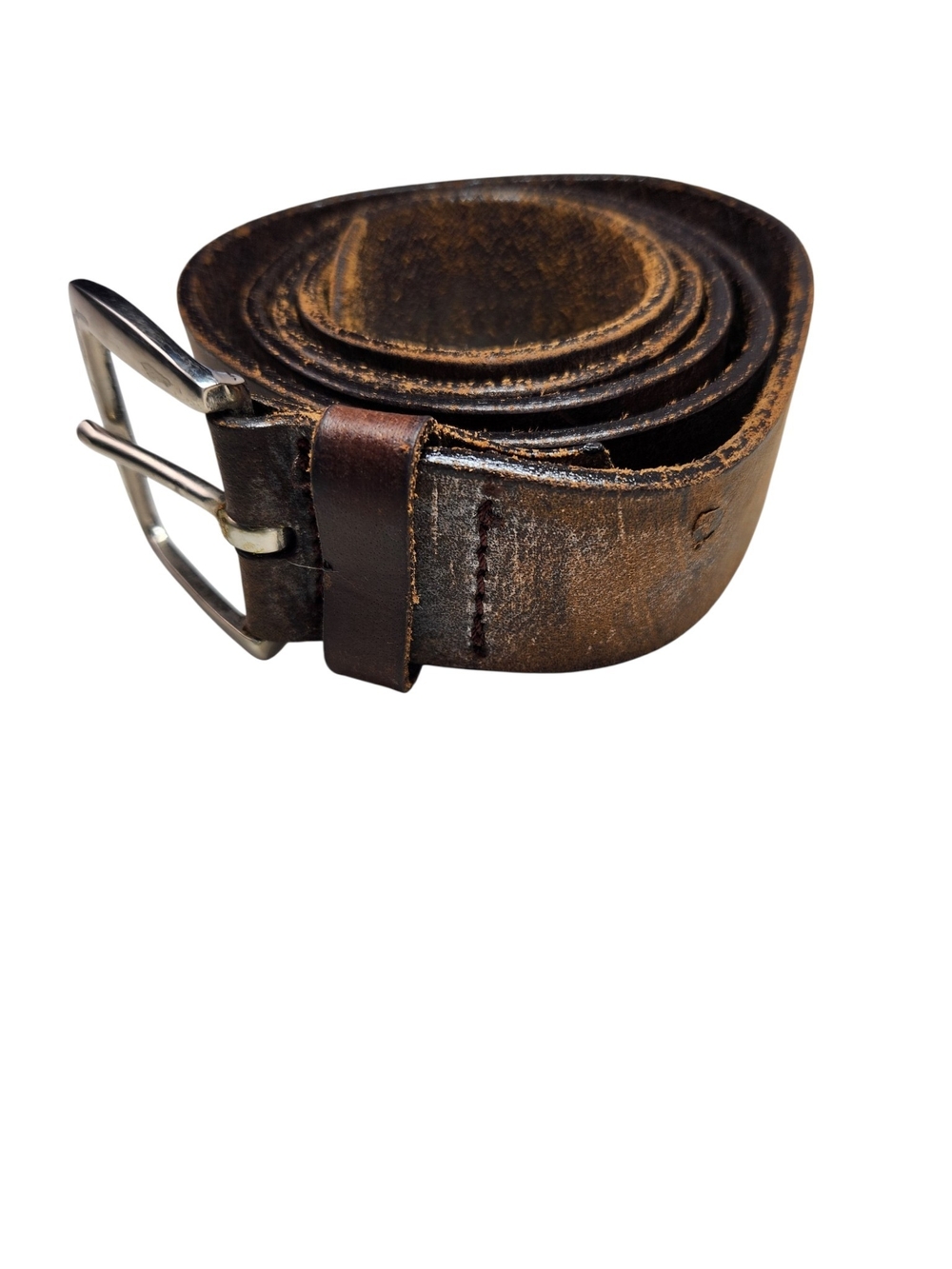 Vintage Accents Accessories Brown Leather Belt Plus Size 22/24 3XL Boho Stitched